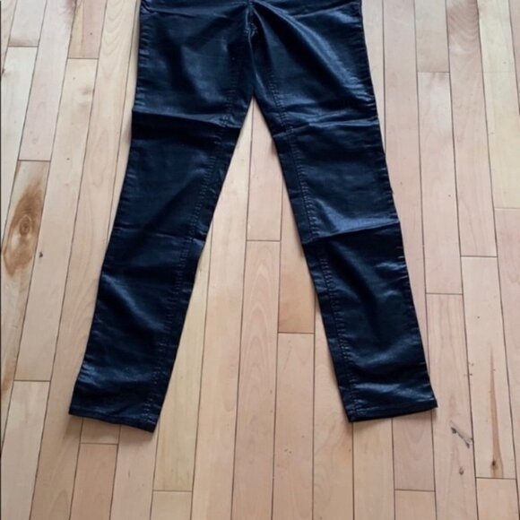 H&m Black Shiny Mid Rise Skinny Pants Size 8 - Picture 4 of 10
